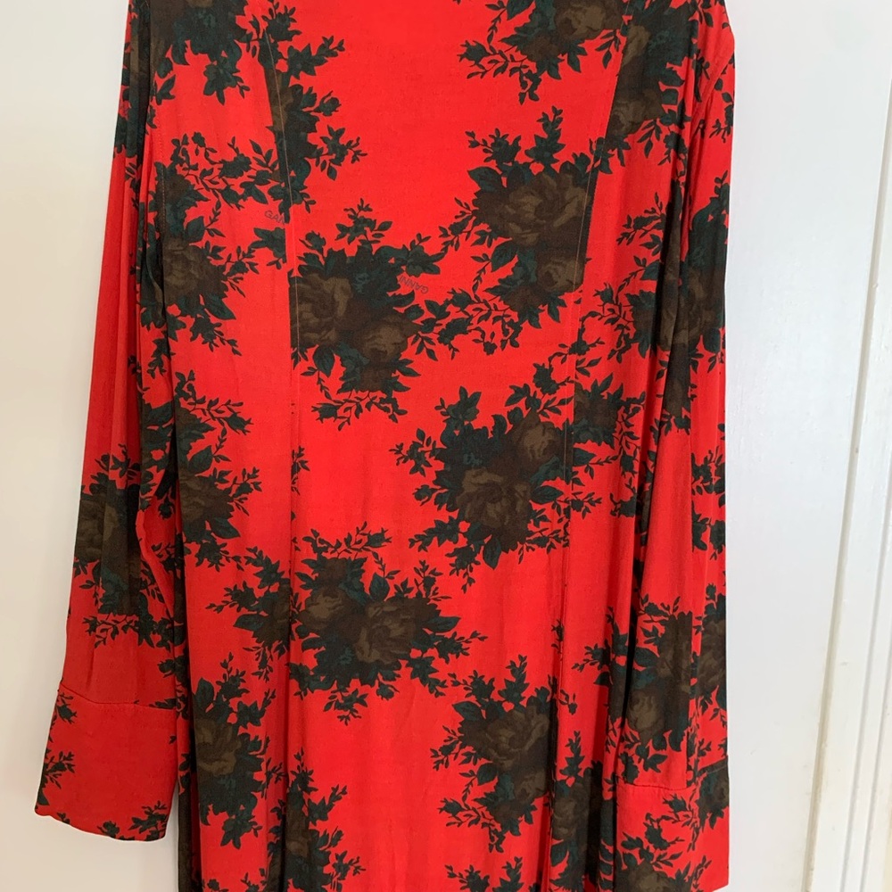 Ganni Red and Black Long Sleeve Dress - Picture 6 of 7